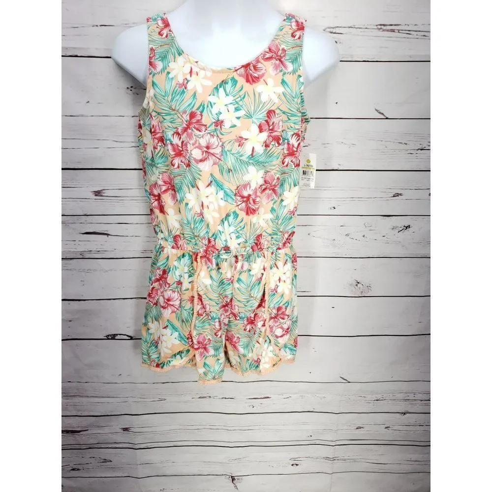 Bobbie Brooks Large 10/12 hawaiian tropical print romper‎ jumpsuit